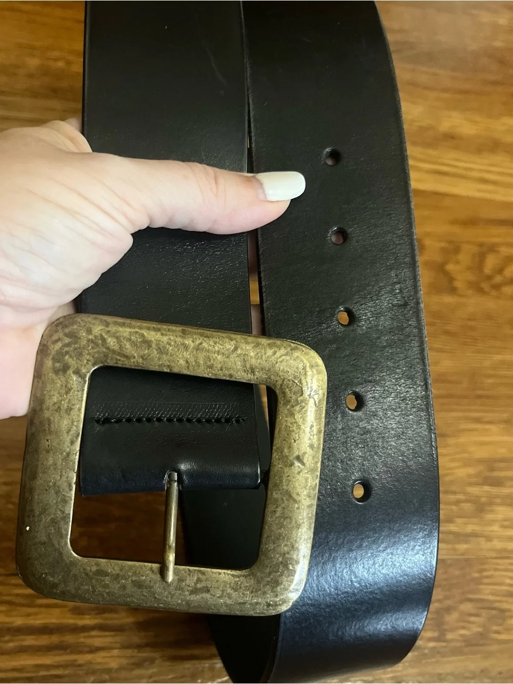 Harold’s Italy leather belt 29” - 34” black brass square buckle classic heritage